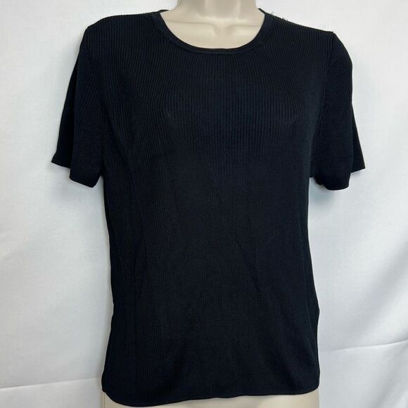 Madewell Micro-Rib Sweater Tee Black NWOT and NWT - Picture 2 of 13